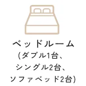 ベッドルーム(ダブル1台シングル2台ソファベッド2台)